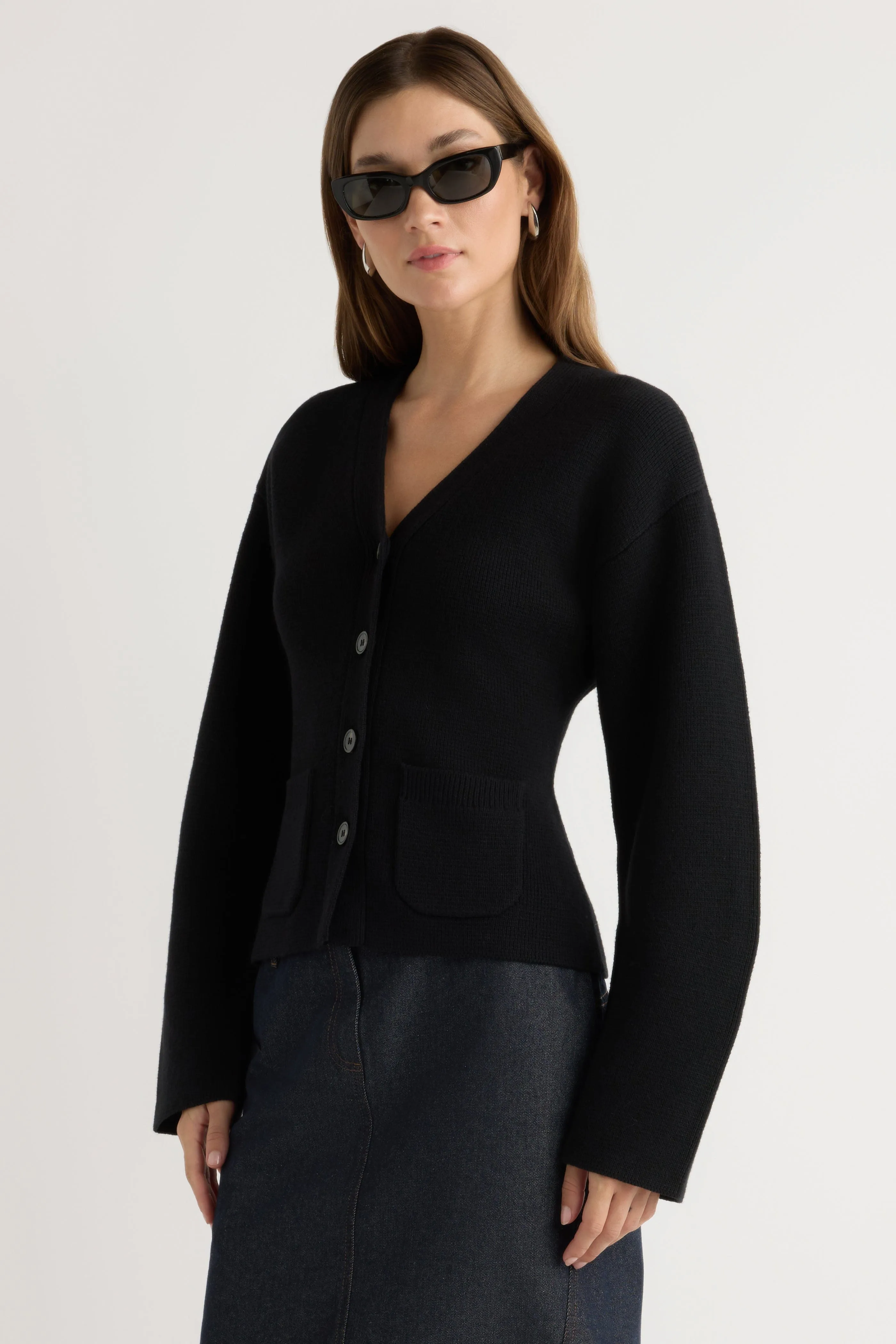 Elinor Organic Cotton-Wool V-Neck Cardigan Comfy Layer