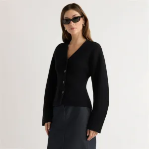 Elinor Organic Cotton-Wool V-Neck Cardigan Versatile Wear Perfect Warmth