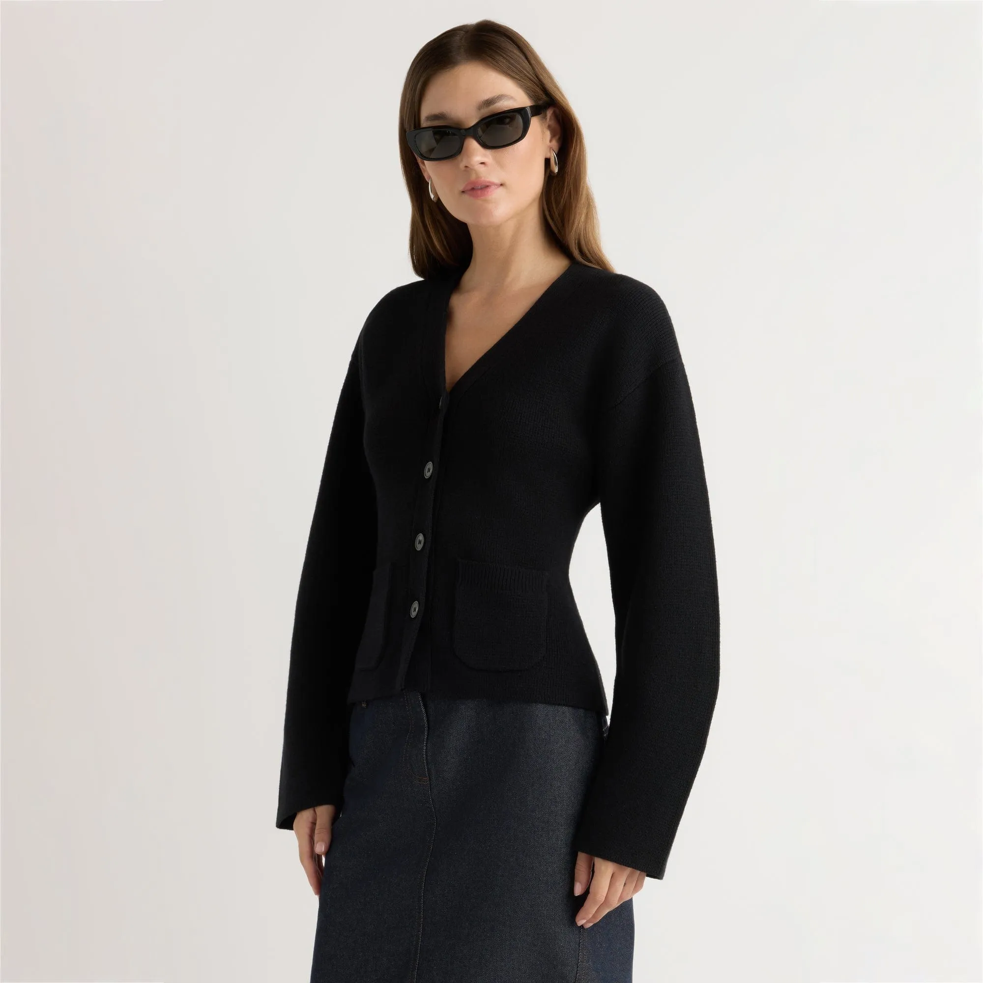 Elinor Organic Cotton-Wool V-Neck Cardigan Versatile Wear Perfect Warmth