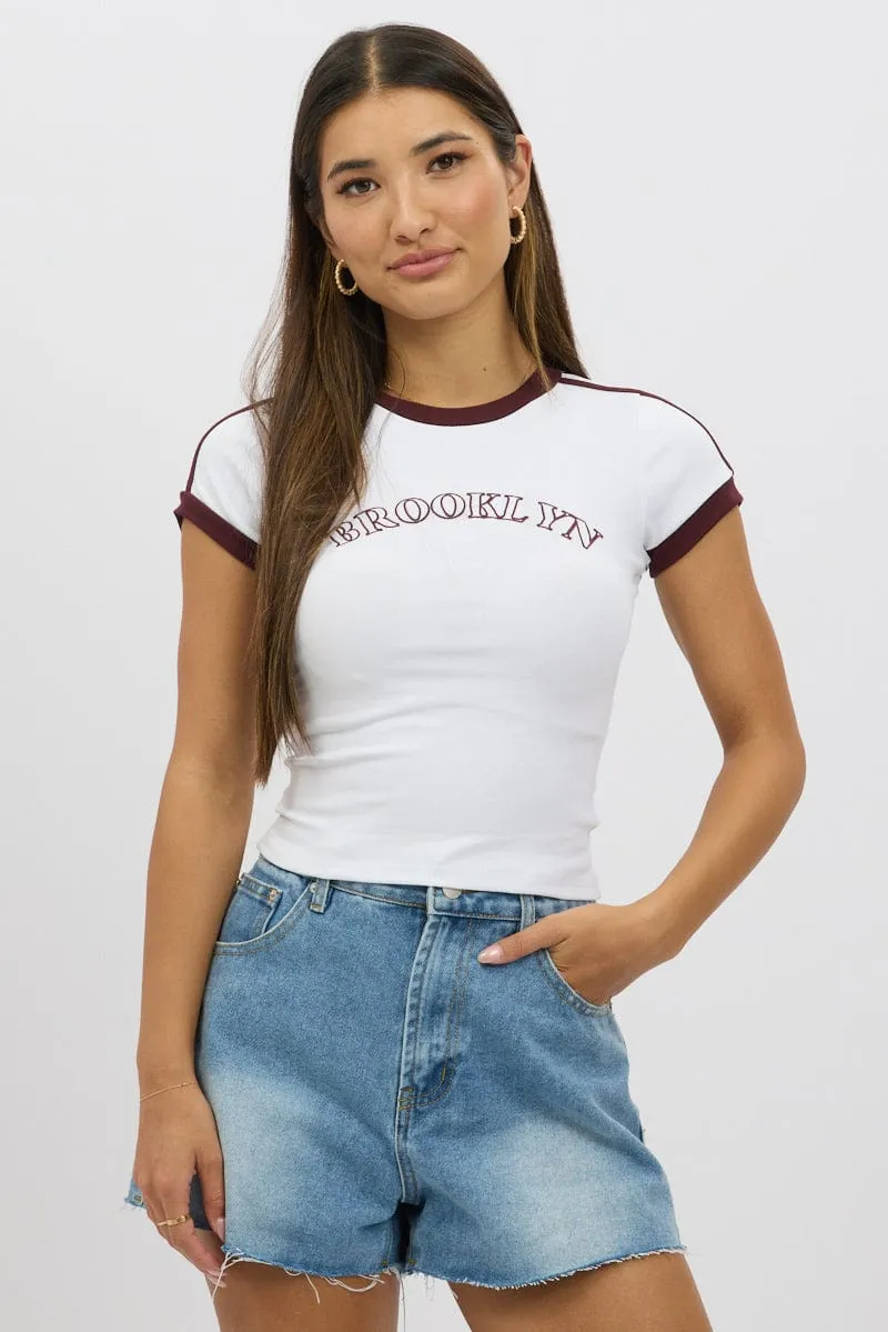 FrictionReducing Lining White Graphic Tee Short Sleeve