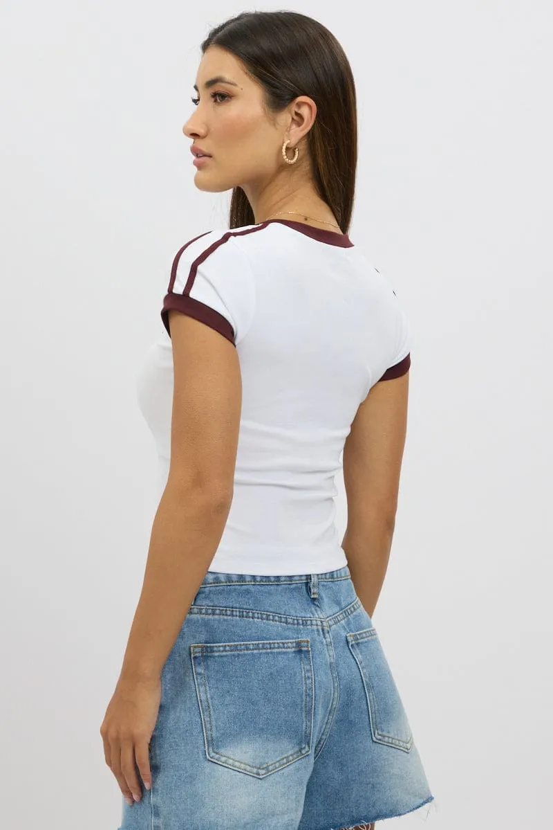 Sustainable Dye Process White Graphic Tee Short Sleeve