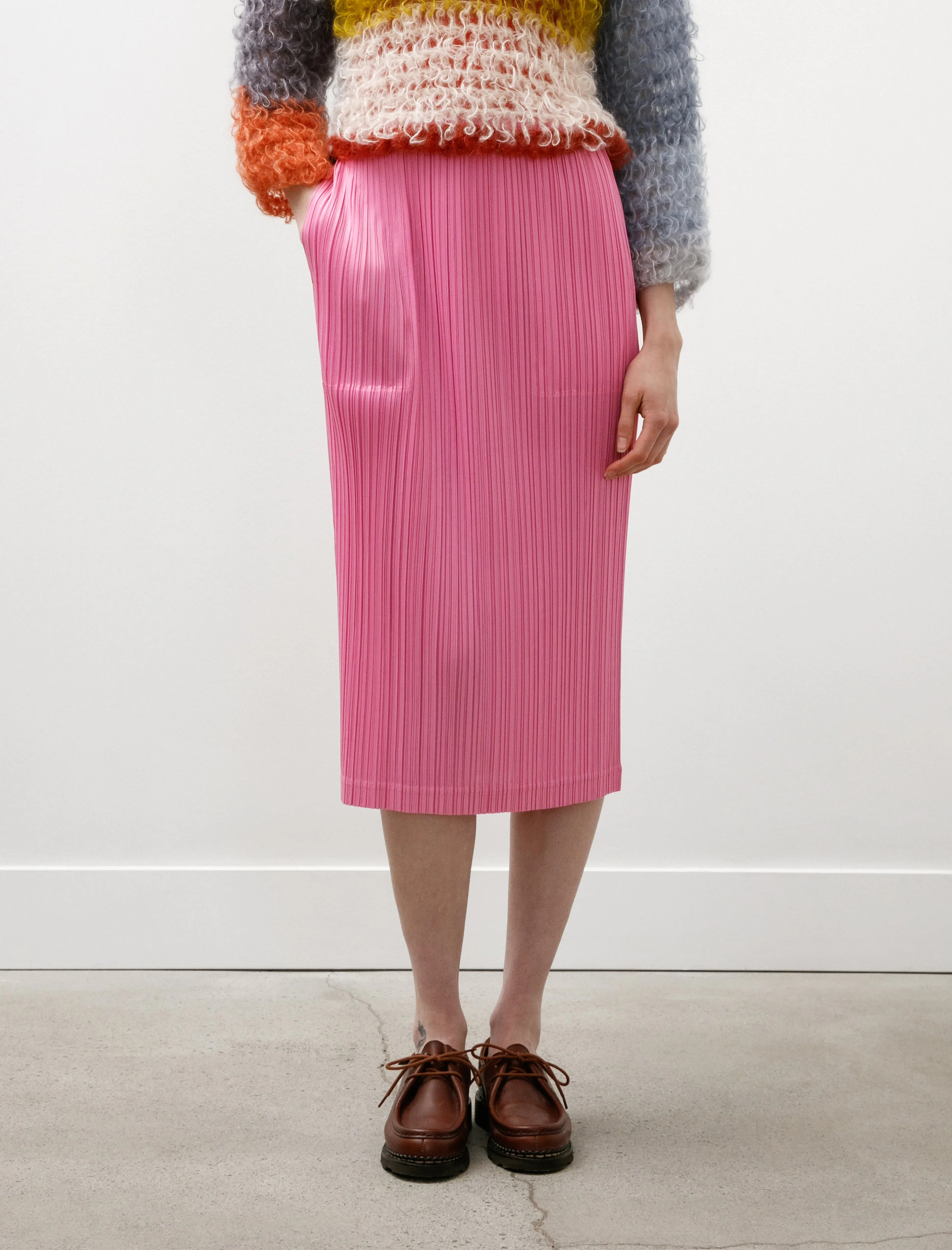 Loop Bottoms Skirt Pink Leather Look High Shine