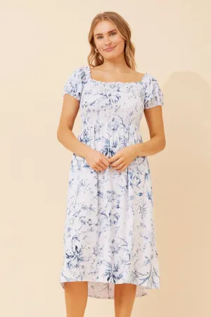 KEEVAH FLORAL OFF SHOULDER MIDI DRESS music concert Fun and flirty dress