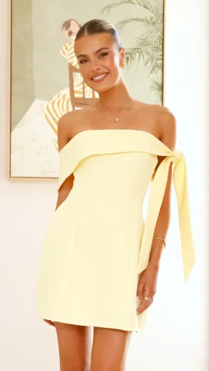 Youthful Look Casual Wear Halen Off Shoulder Mini Dress - Lemon
