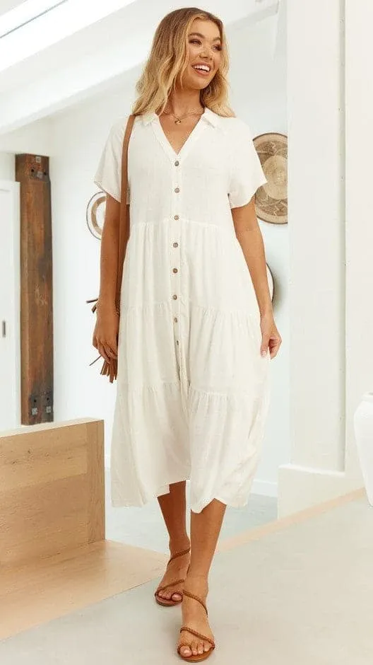 City Sleek All-season midi Kimberly Midi Dress - White