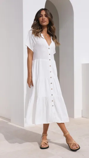 Diamond Glow Kimberly Midi Dress - White