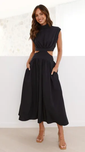 Daily Comfort Trail Walk Maddison Midi Dress - Black