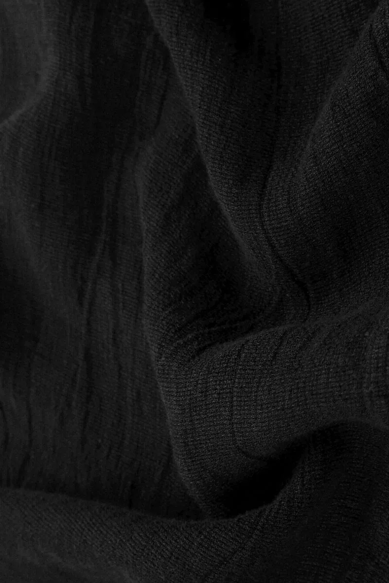 Cotton Waist Black M??lange Linen Skirt Lightweight Material Young adult