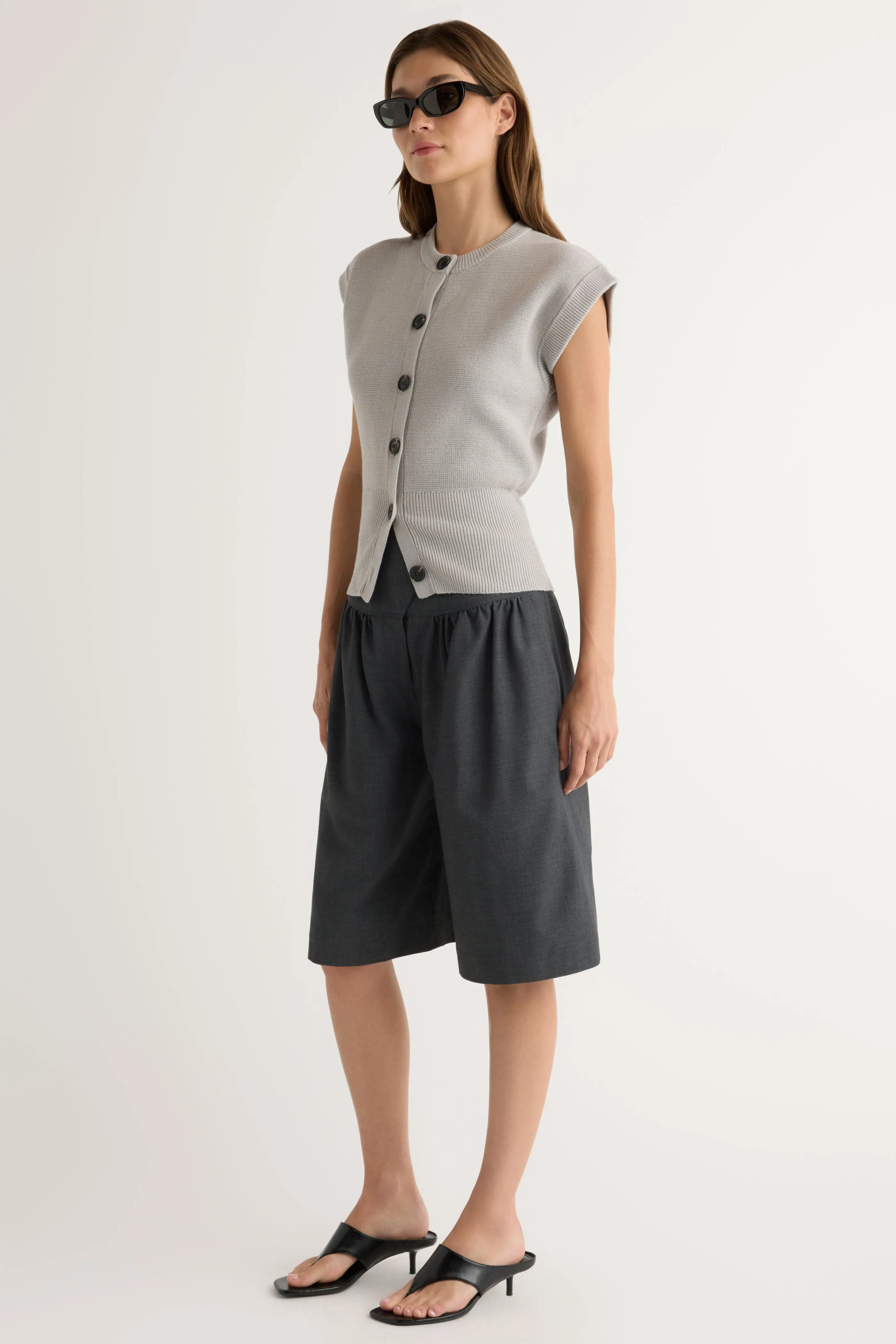 Solea Button Knit Vest Layering Essential Casual Fit