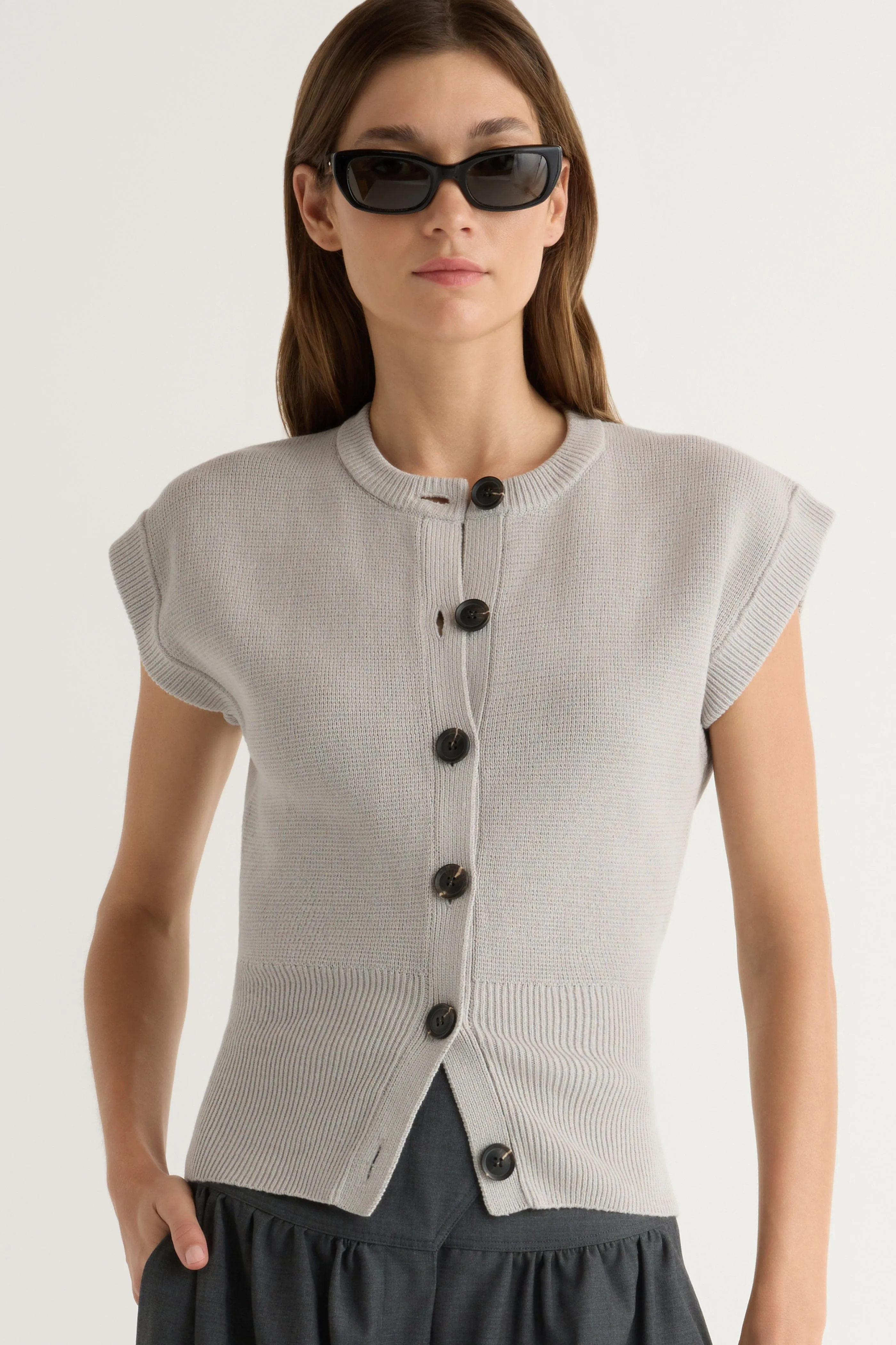 Solea Button Knit Vest Chilly Season