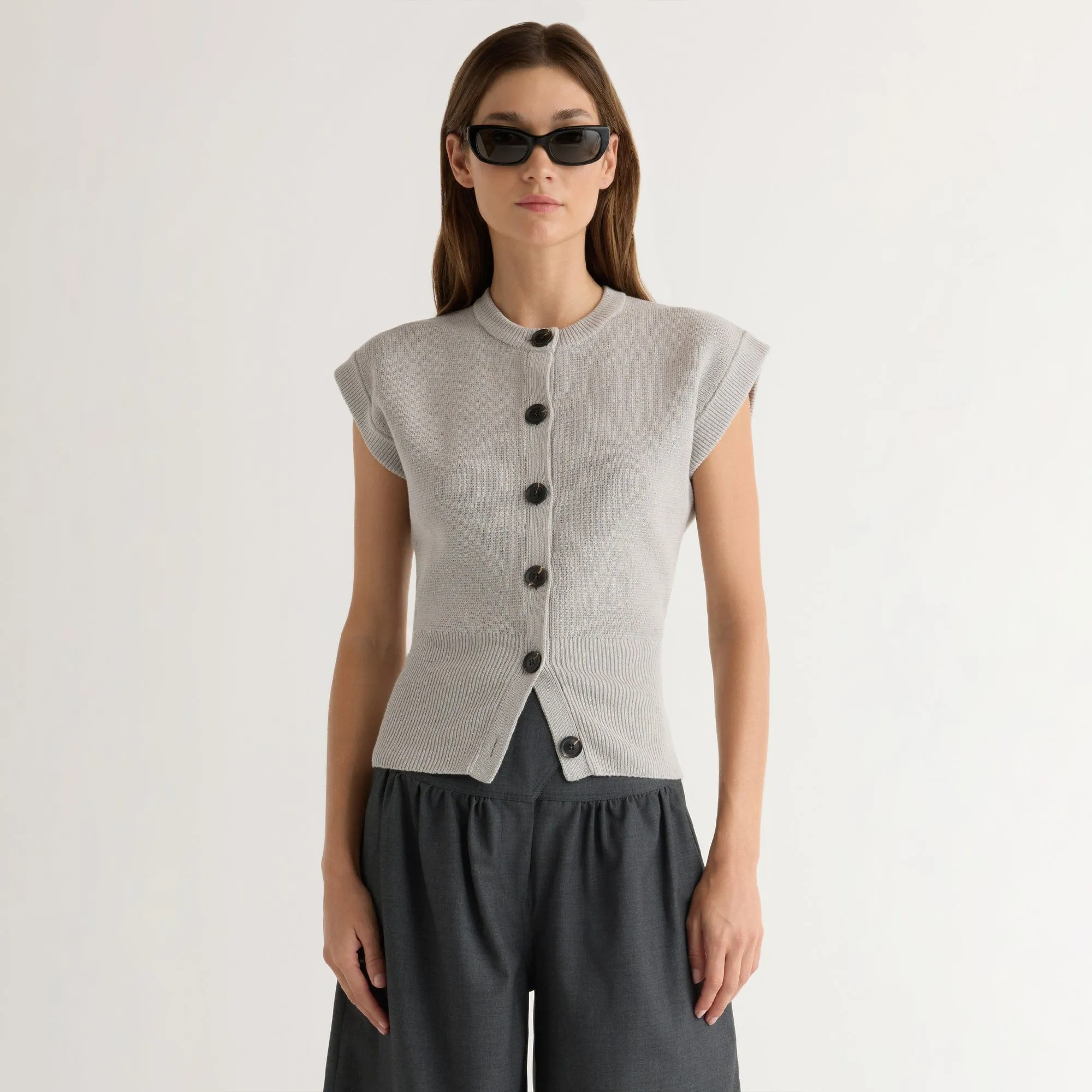 Cozy Essentials Brushed Interior Solea Button Knit Vest