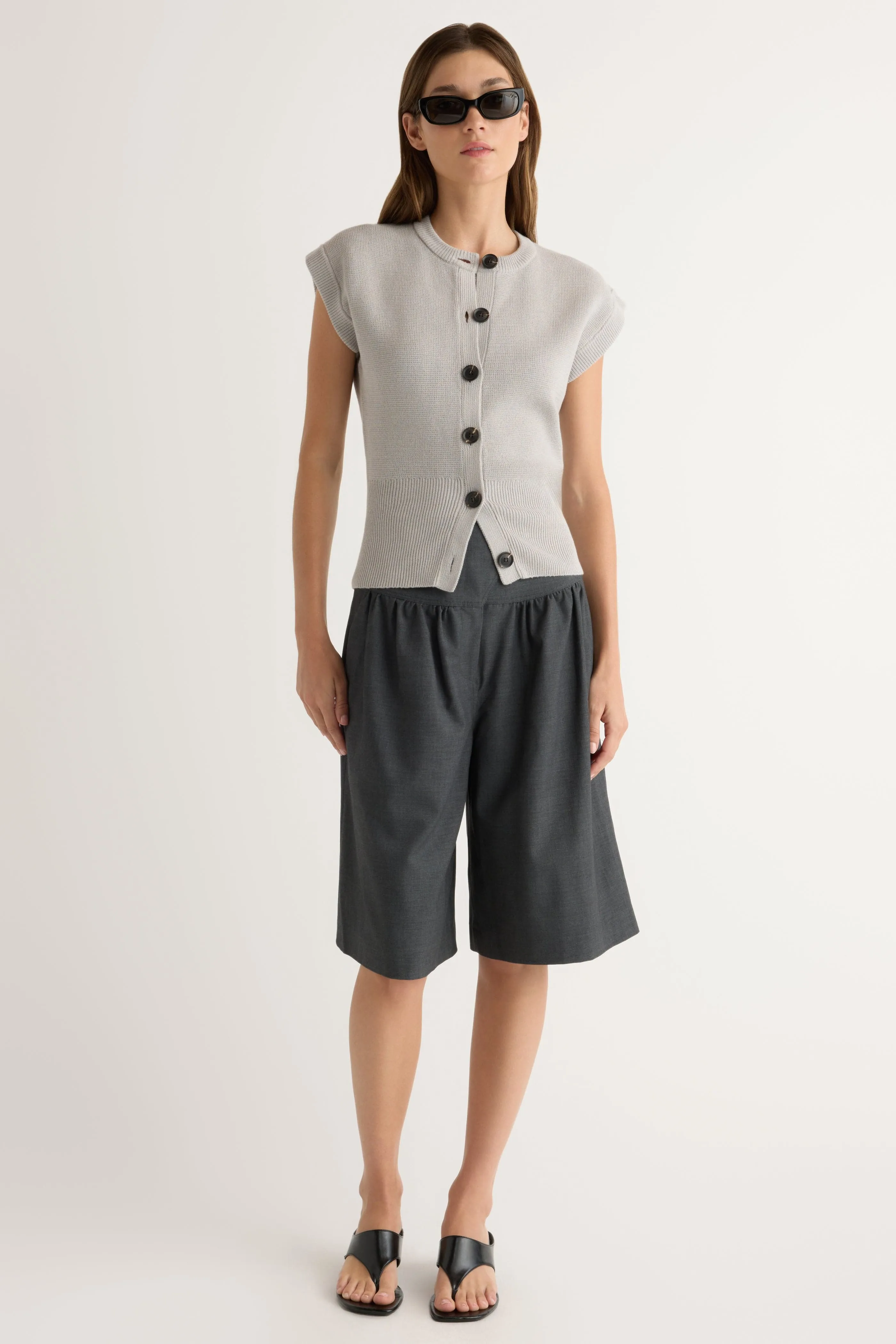 Comfortable apparel Wrinkle Free Material Solea Button Knit Vest