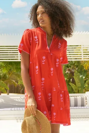 Cut Edge India Embroidered Dress | Red/Pink