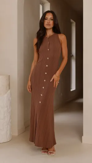 Fashionable Design Feminine Elegance Aylah Knit Midi Dress - Brown