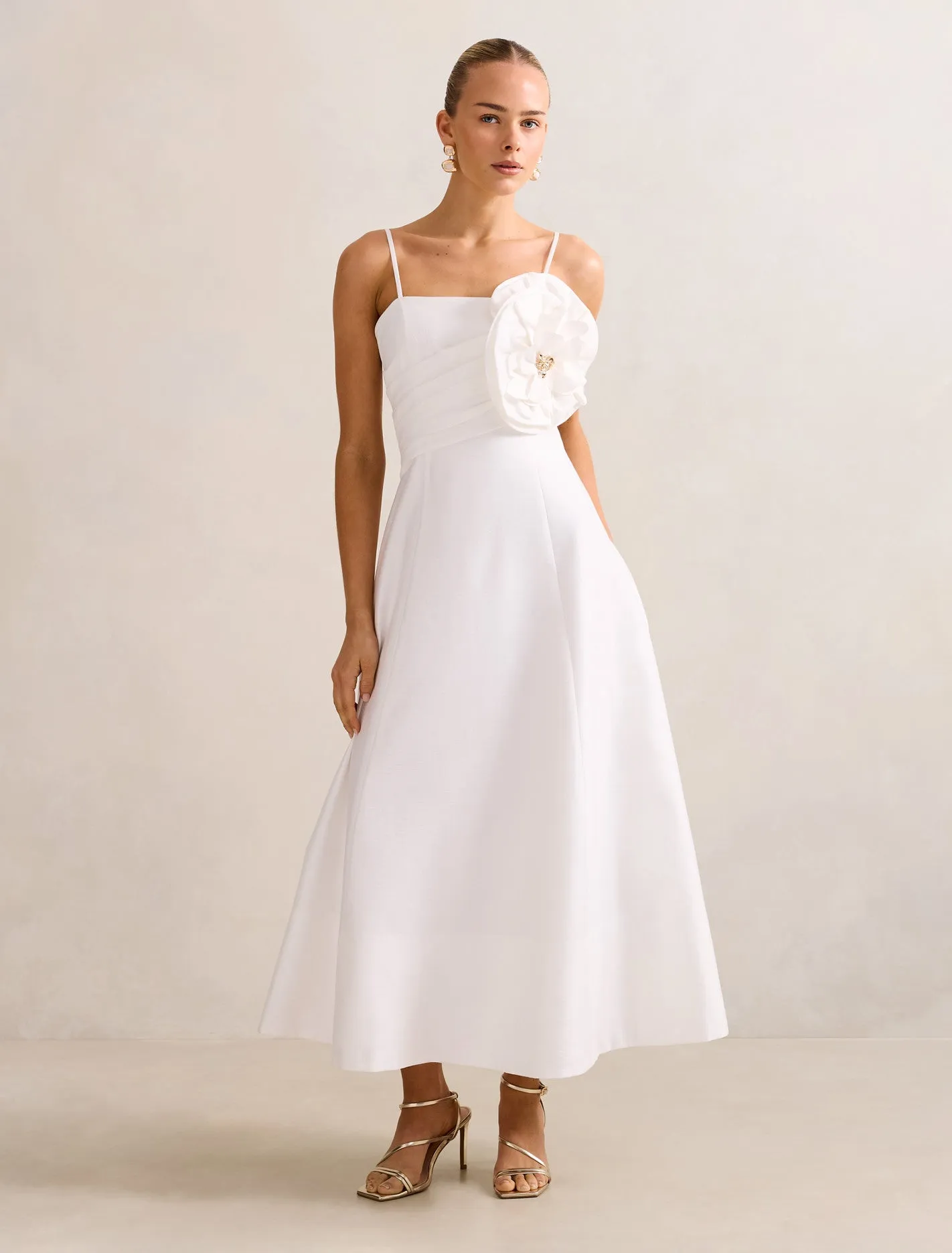 Timeless Comfort Chic Fit Felicia Structured Flower Midi Dress