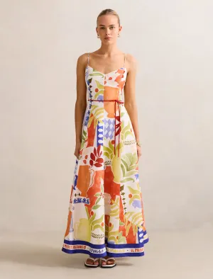 Mattie Seam Detail Linen Midi Dress Trendy Outfit Sophisticated mid-calf gown