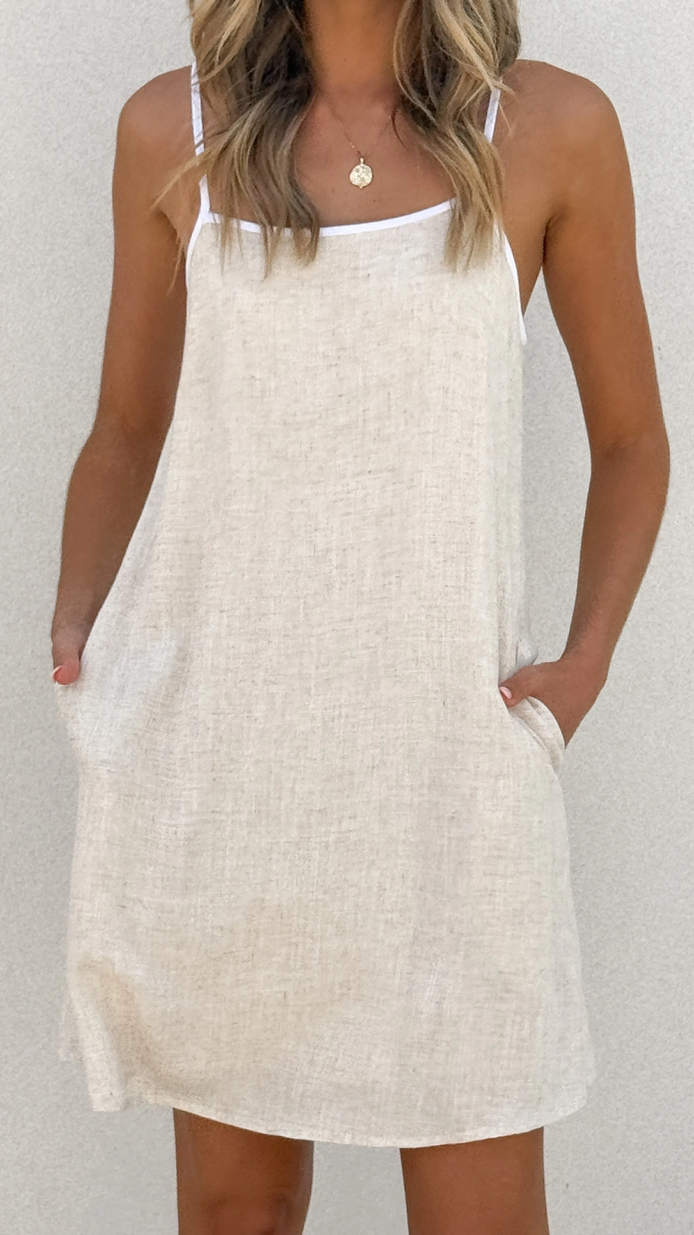 Libra Mini Dress - Natural/White Star Edge
