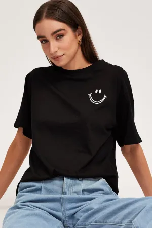 Black Graphic T Shirt Short Sleeve Layering Comfort Wear
