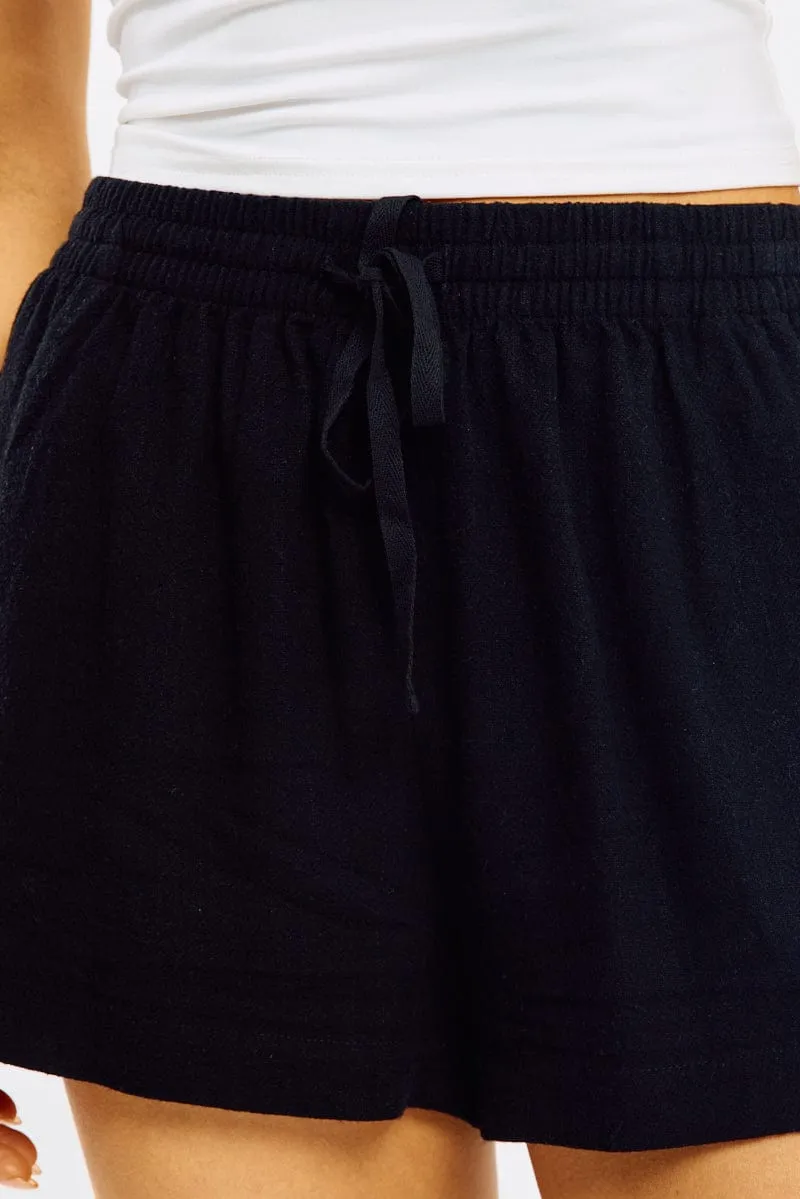 Secure Pocket Zippers Travel Ready Black Shorts Elasticated Waist