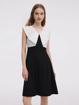 Reversible Style Color Block V-Neck Women Knit Mini Dress