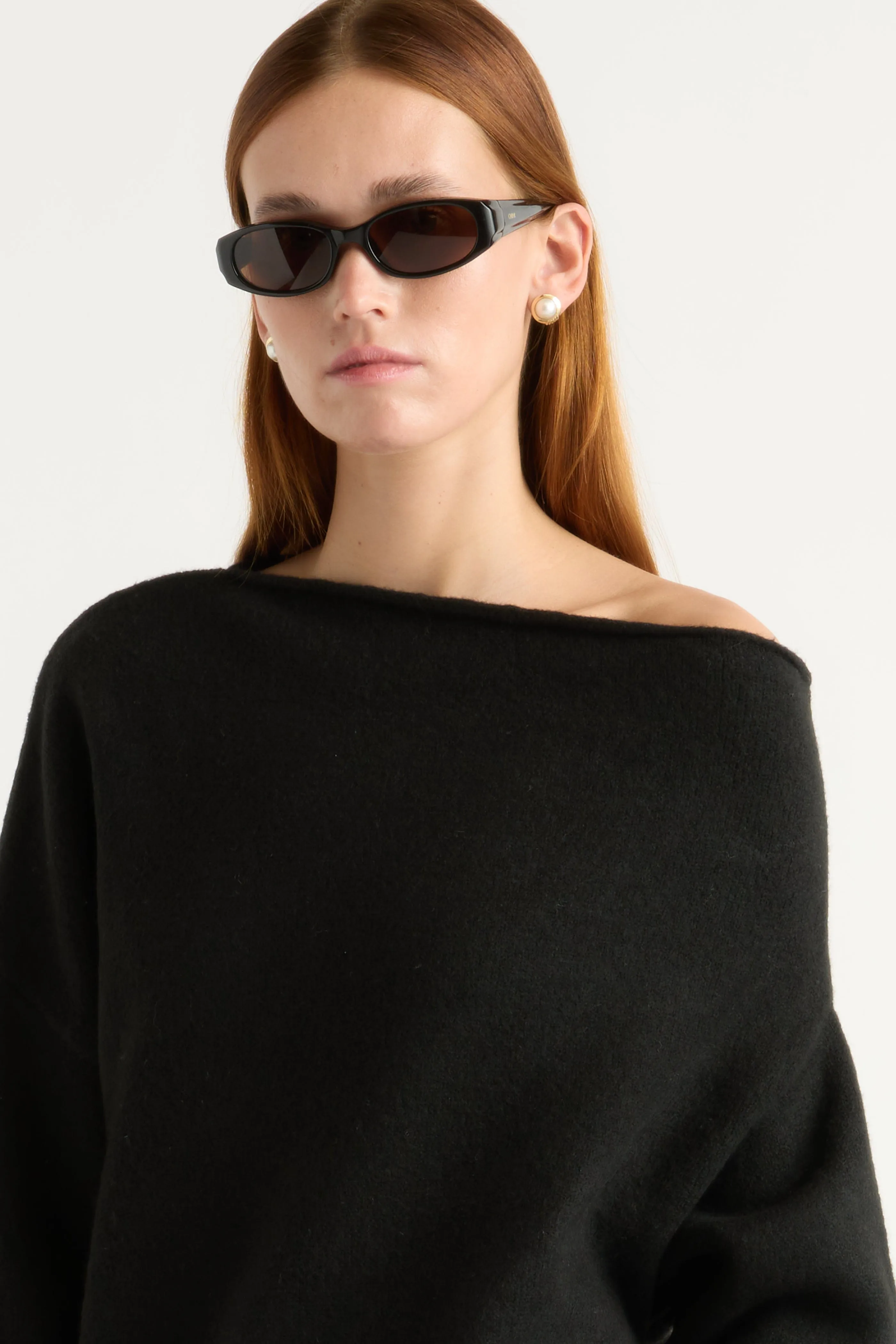 Iris Off-Shoulder Sweater Reinforced Cuffs Effortless Warmth