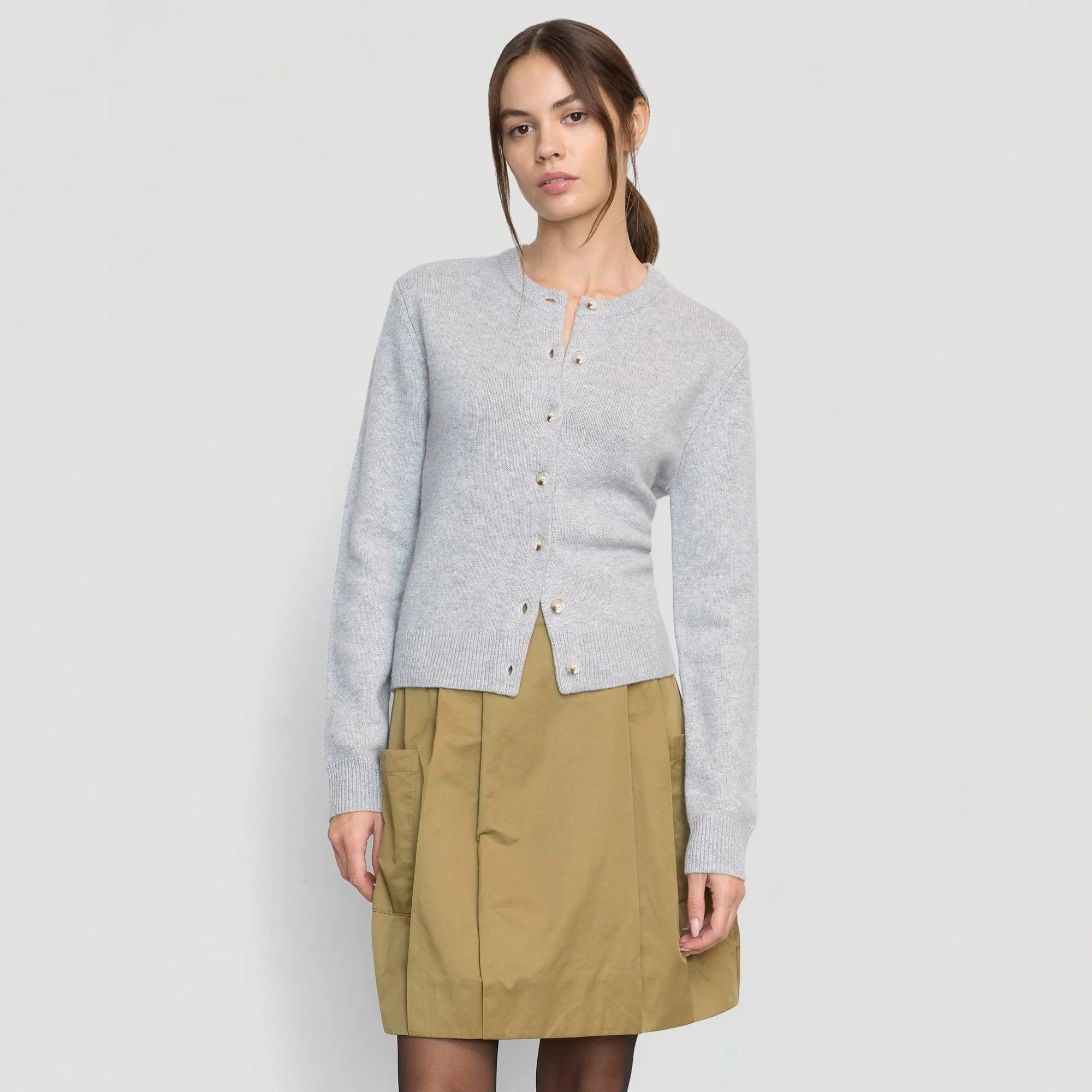 Drop Shoulder Cut Kiran Wool-Cashmere Cardigan