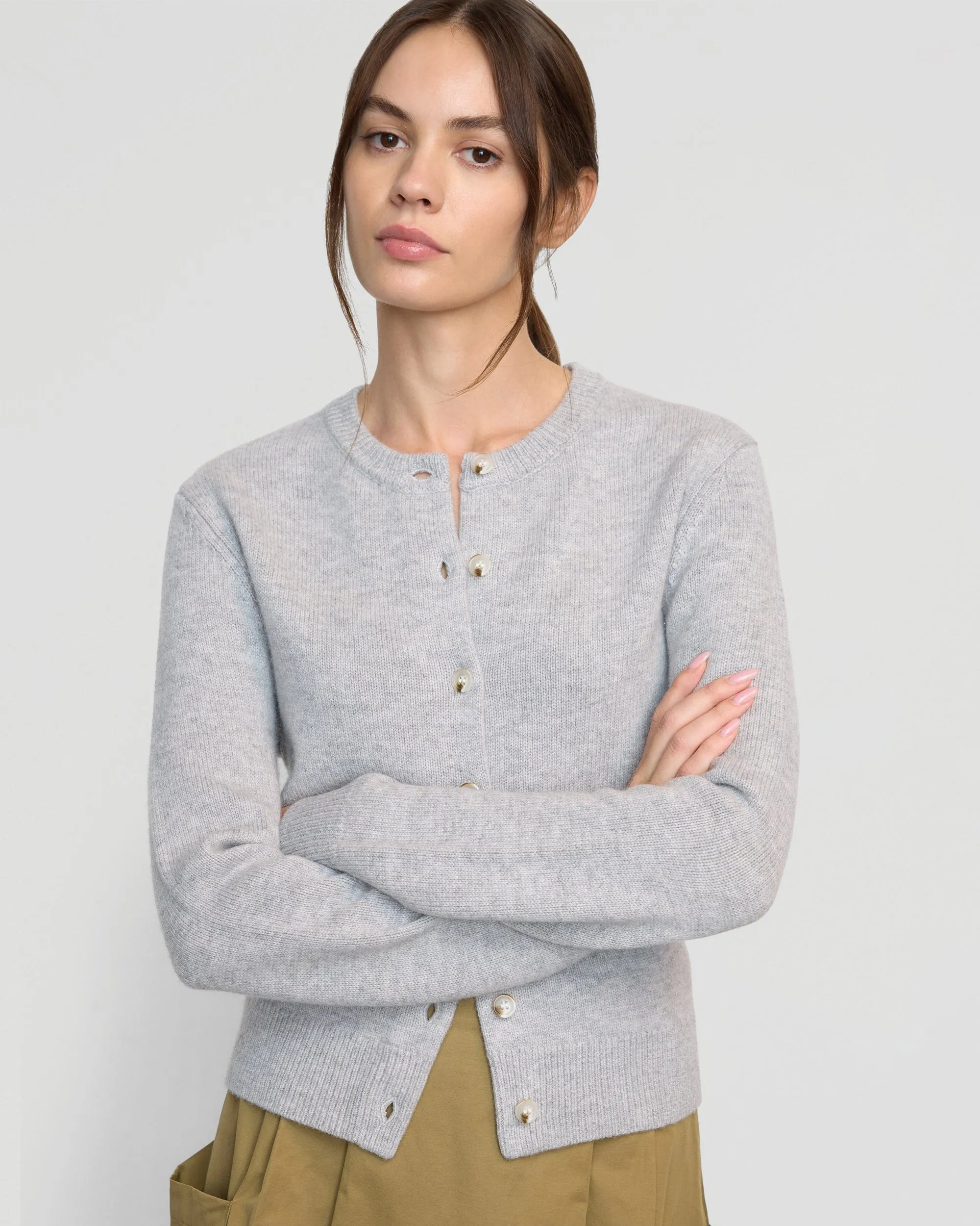 Non Restrictive Armhole Kiran Wool-Cashmere Cardigan