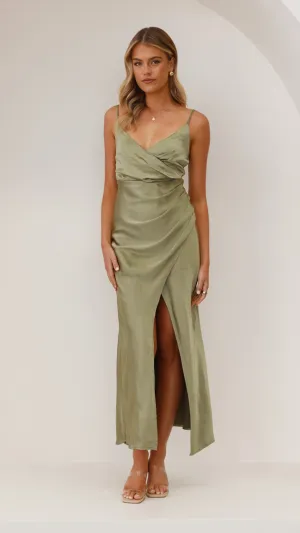 Elsa Midi Dress - Olive Harbor Walk Chic Comfort