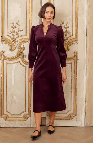 Enid Stretch Corduroy Dress | Burgundy Shell Path Host Smile