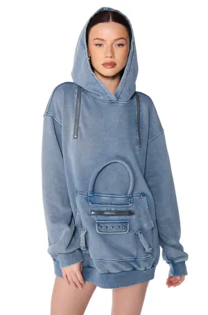 BAG ALERT OVERSIZED MINERAL WASH SWEATSHIRT IN BLUE Classic Style All Season