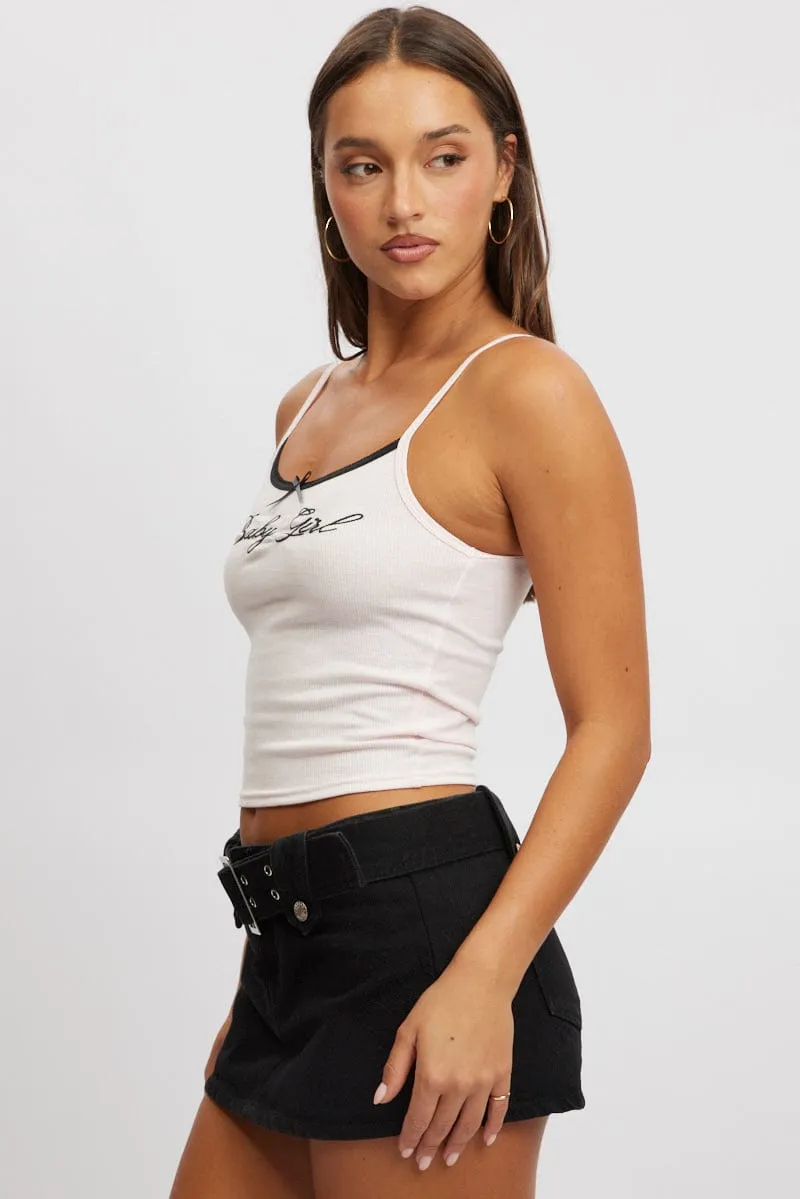 Pink Graphic Singlet Rib Accessory Fashion