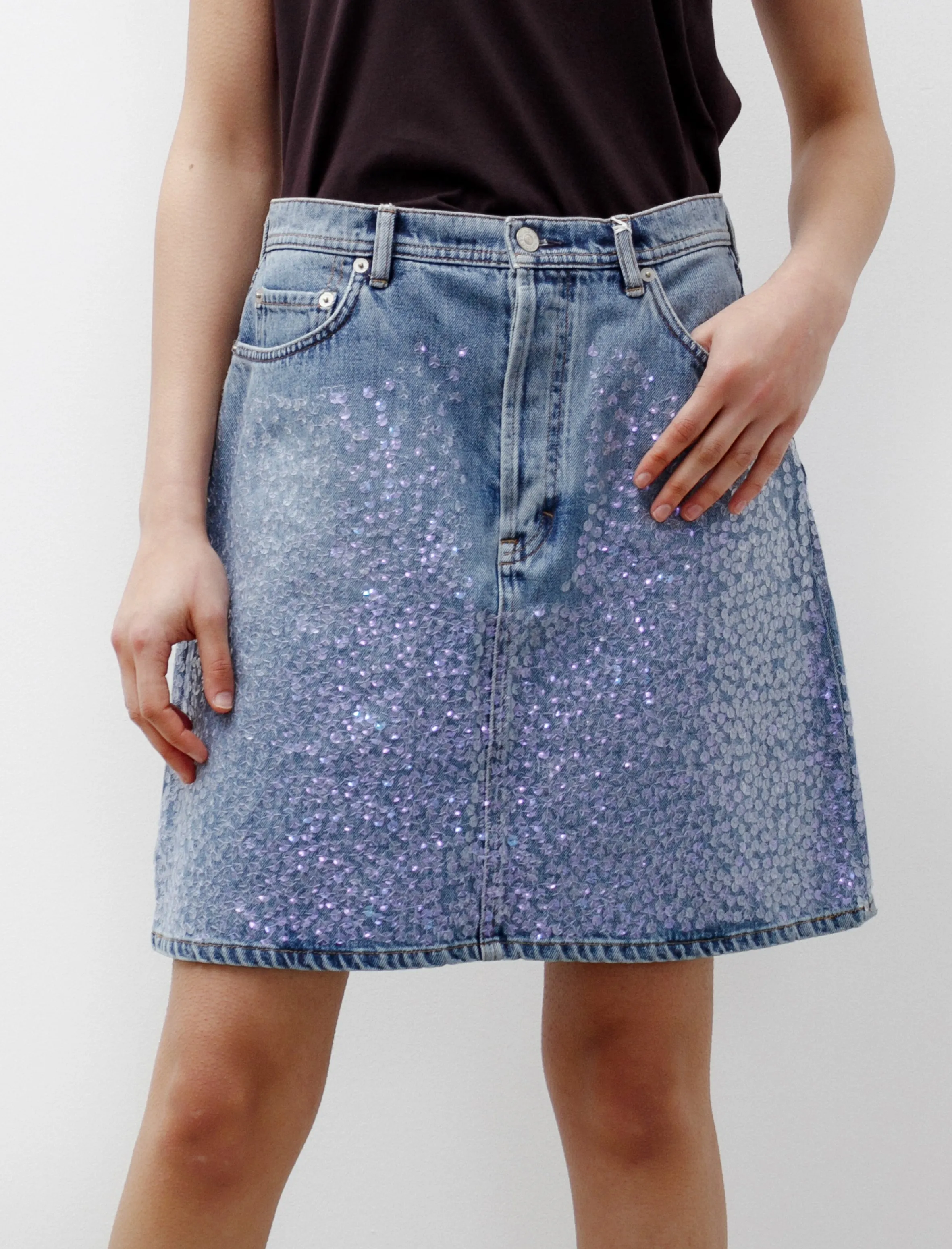 Sharmayne Denim Sequin Skirt Style Vibes