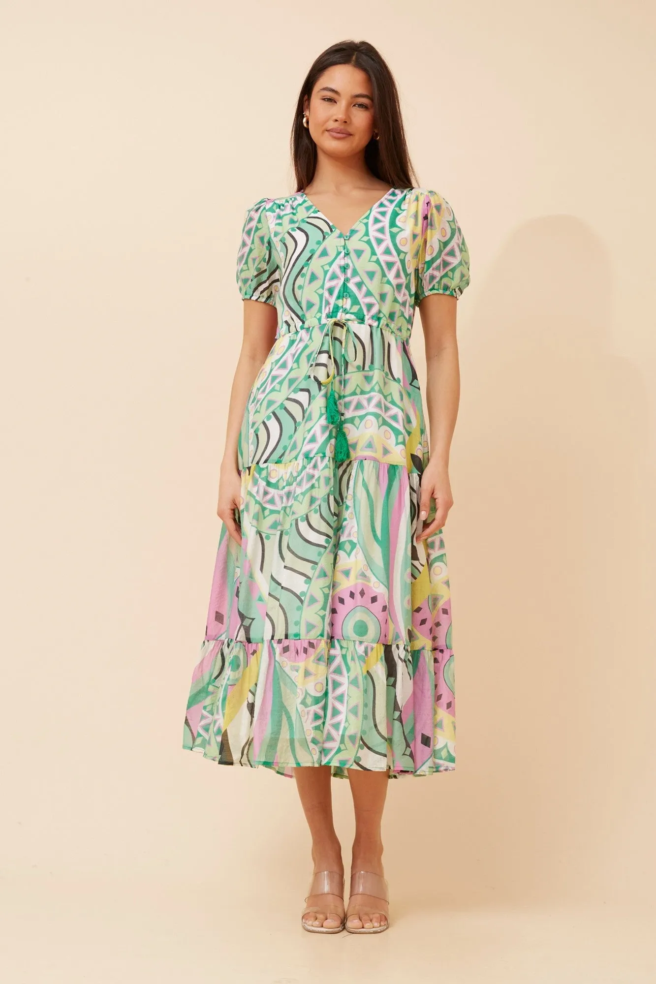 Brass Light ARYA ABSTRACT PRINT MAXI DRESS