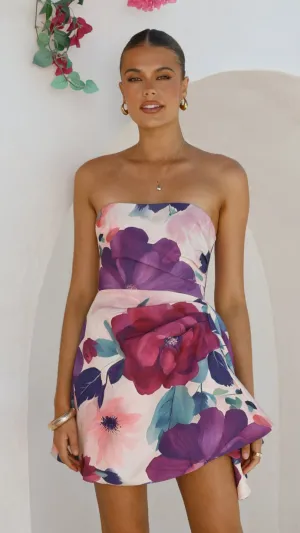 Hanae Mini Dress - Violet Floral High Beat Shake Ready