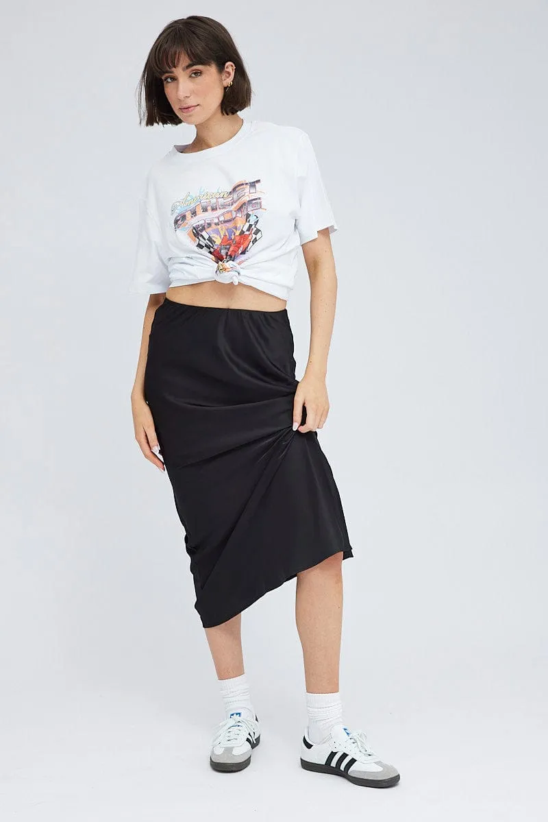 White Graphic Tee Short Sleeve Round Neck Classic Design