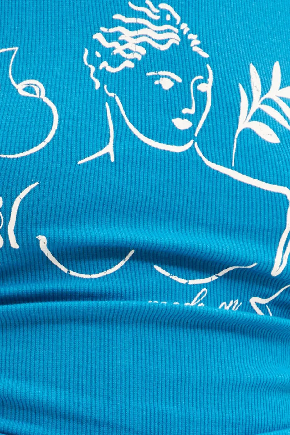 Stylish Layer Look Low Environmental Impact Blue Crop Top Short Sleeve Crew Neck Ruched Rib