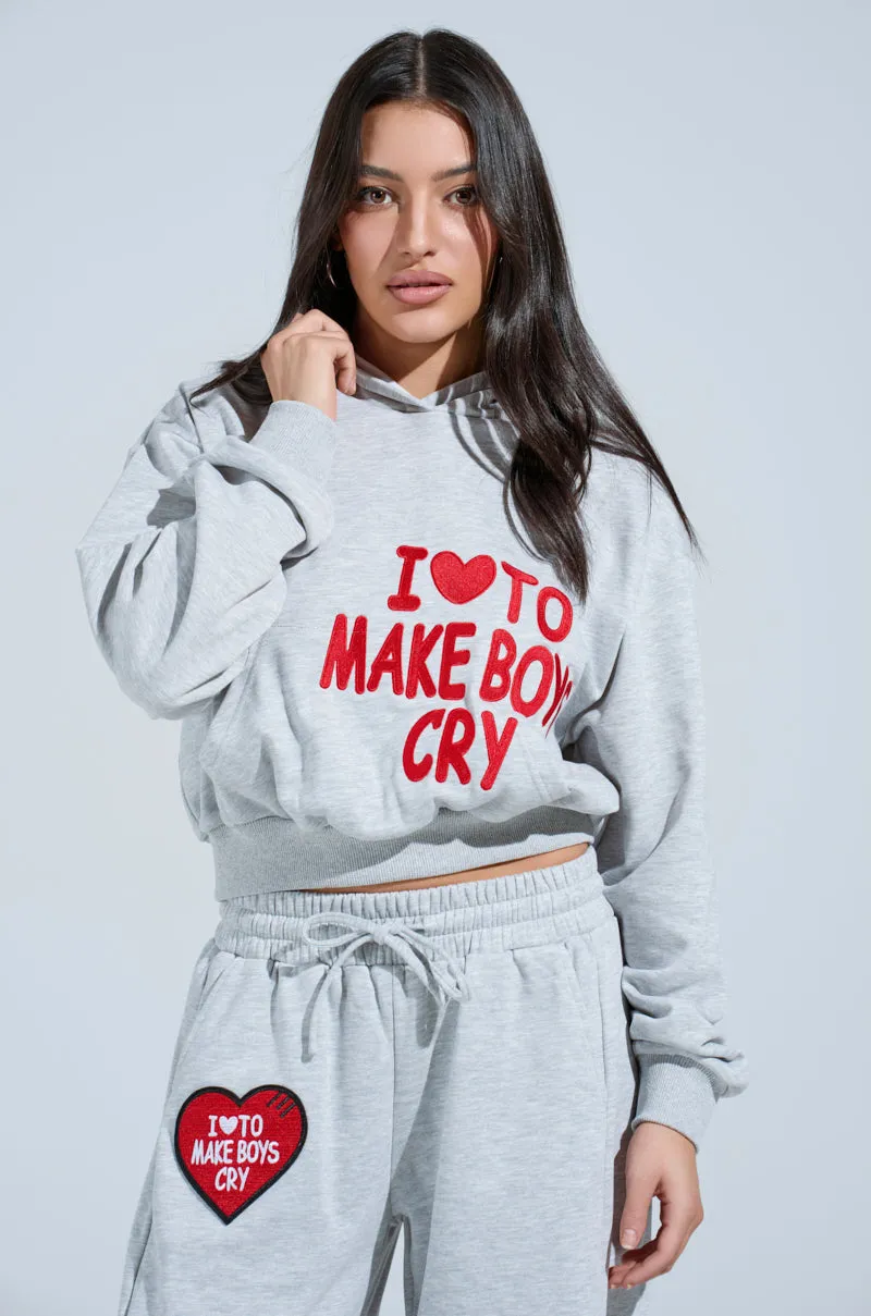 Relaxing Wear I LOVE TO MAKE BOYS CRY HOODED SWEATSHIRT