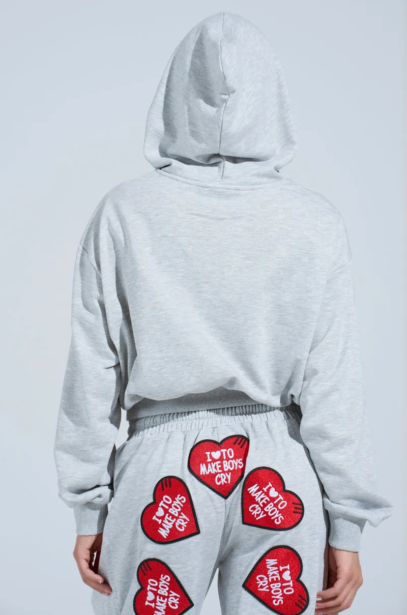 I LOVE TO MAKE BOYS CRY HOODED SWEATSHIRT Athleisure Look solo wear