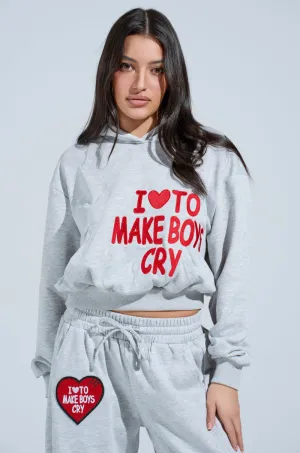 product smooth sleekness Fashionable Look I LOVE TO MAKE BOYS CRY HOODED SWEATSHIRT