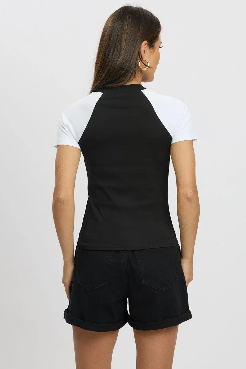 Black Graphic Tee Short Sleeve Casual Layer Casual Comfort
