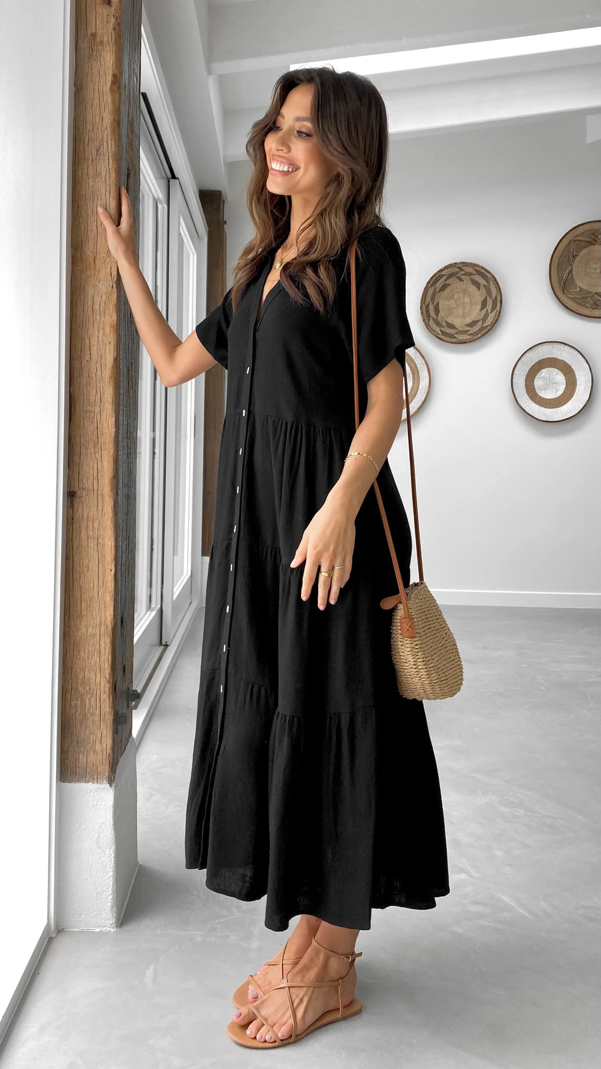 Kimberly Midi Dress - Black Modern Feminine