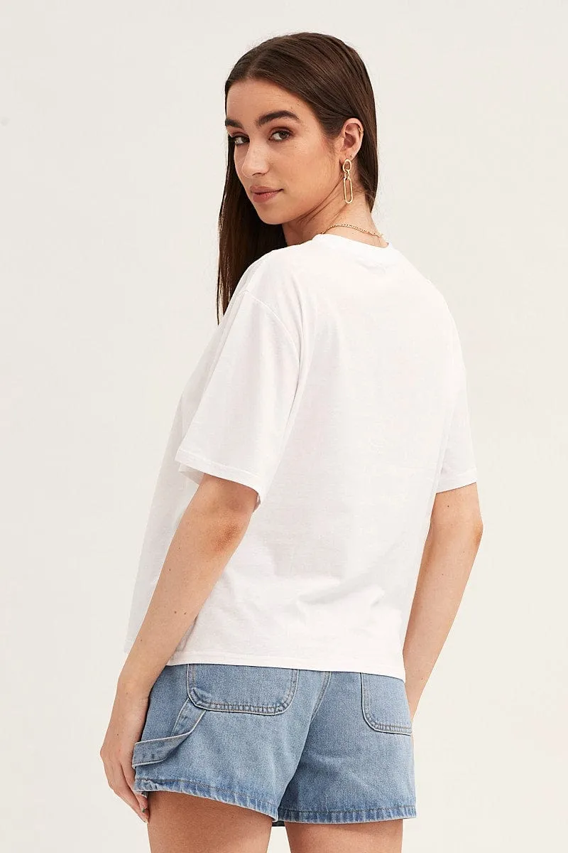 White Embroidered Tee Breathable Essentials
