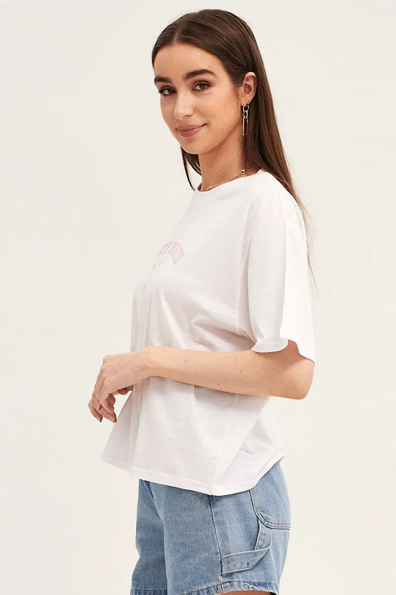 White Embroidered Tee Soft Layer Comfy All-Day