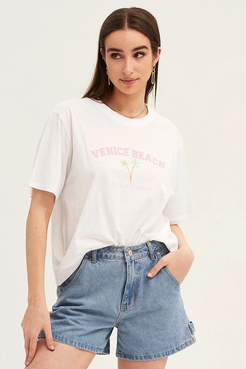 White Embroidered Tee Soft touch finish