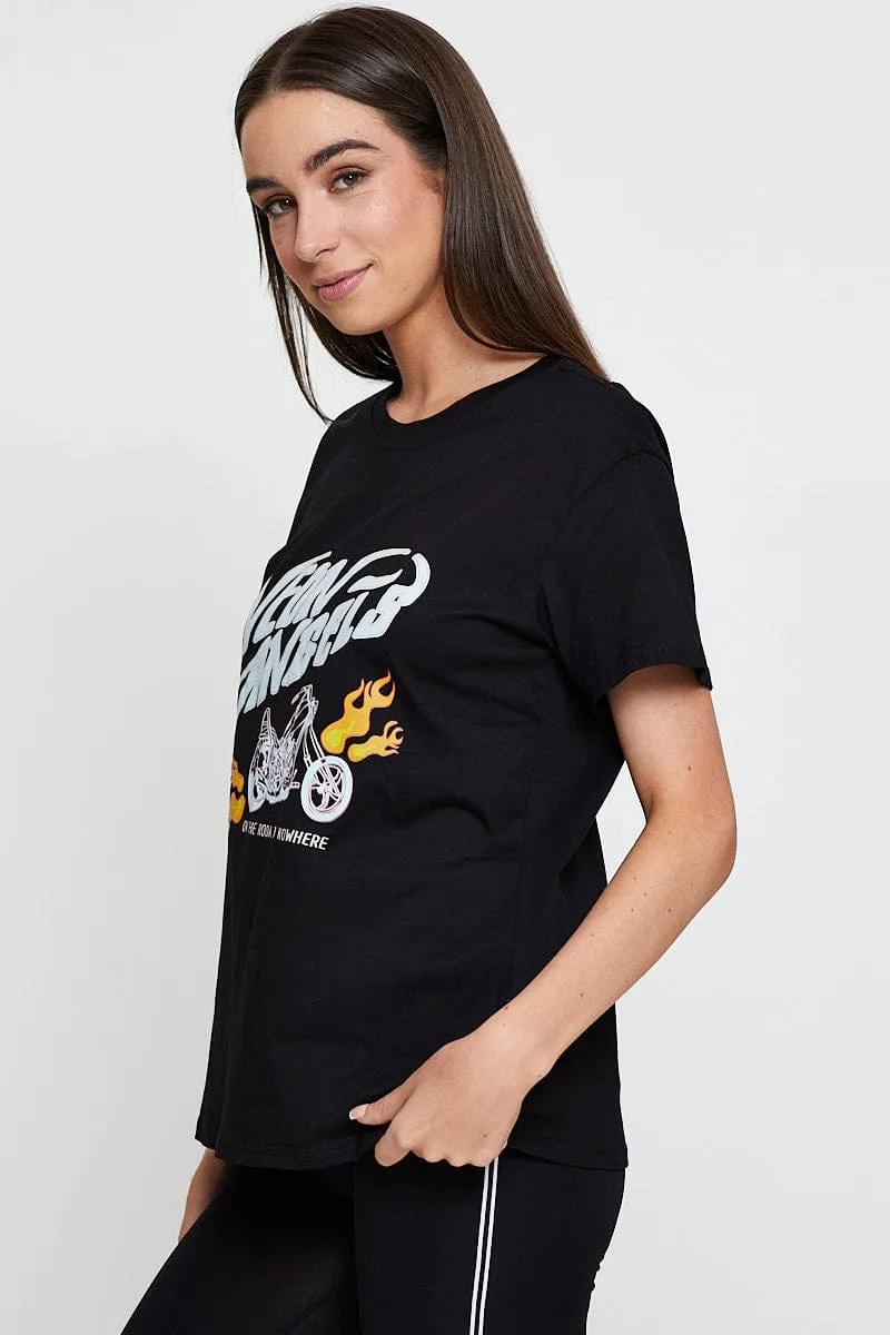 EnhancedDurabilityFinish Black Graphic T-Shirt Short Sleeve