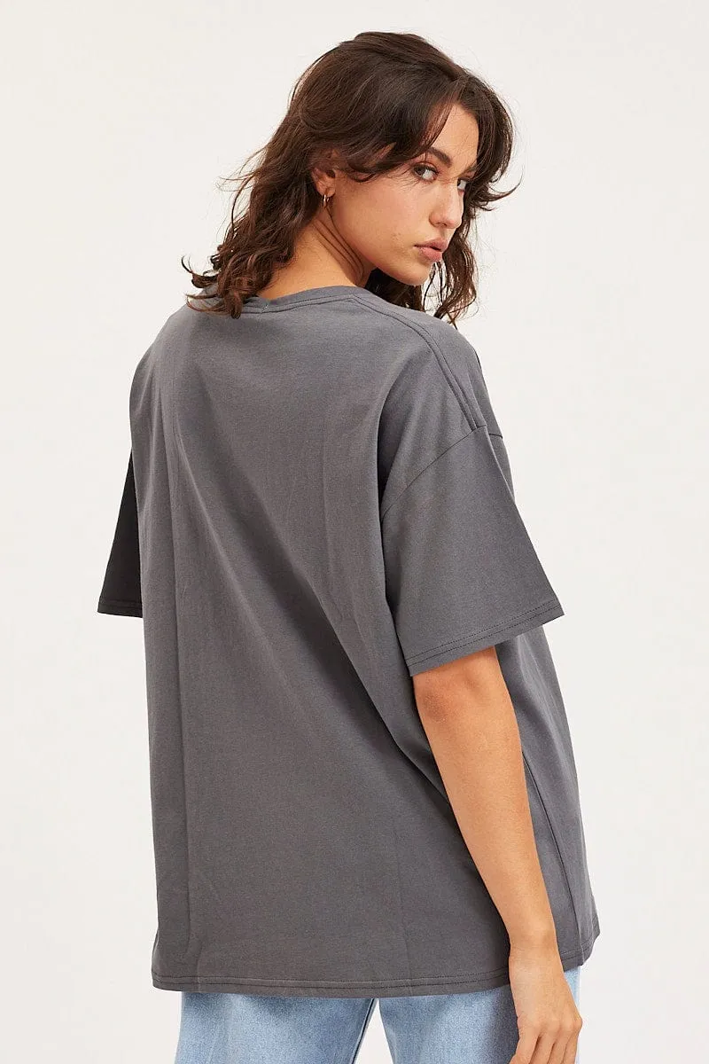 OekoTexCertified Grey Unisex T-Shirt Short Sleeve Oversized Crew Neck