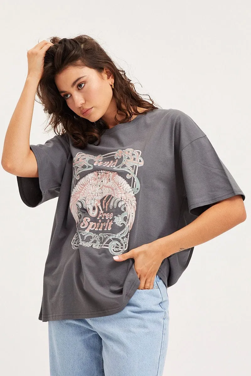 Grey Unisex T-Shirt Short Sleeve Oversized Crew Neck regular but not boring Holiday Casual