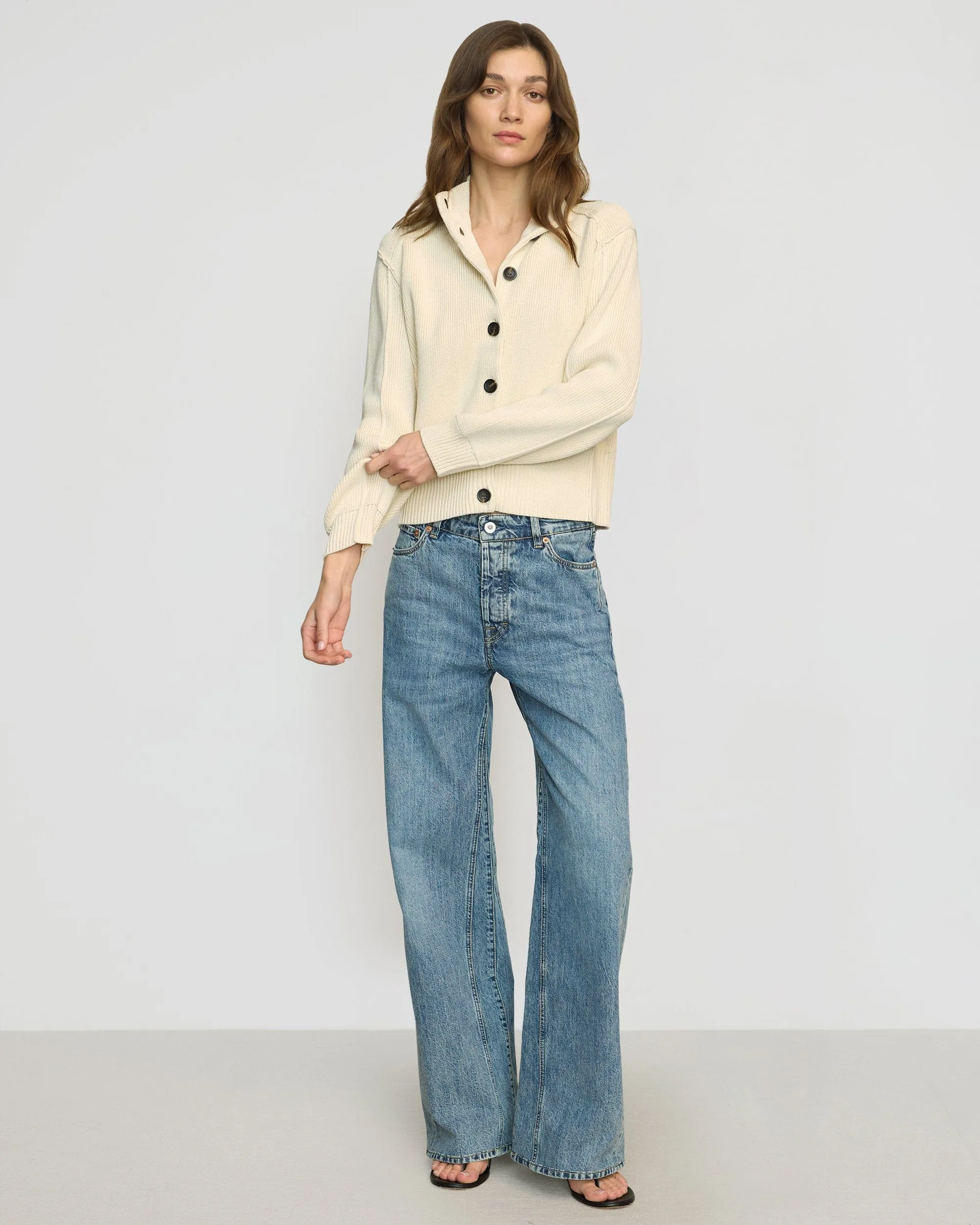 Soft and Cozy Knit Clove Button Mock-Neck Knit Cardigan