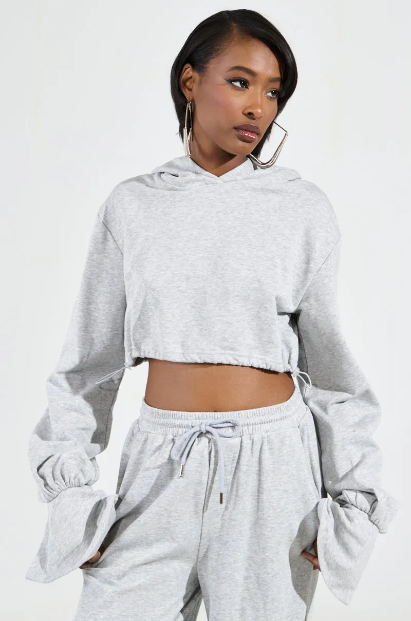 A CALM FLEX PULL OVER SWEATSHIRT IN HEATHER GREY Minimal Comfort Color fastness
