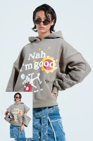 Travel Friendly GRATEFUL OVERSIZED ZIPPER SLEEVE HOODIE